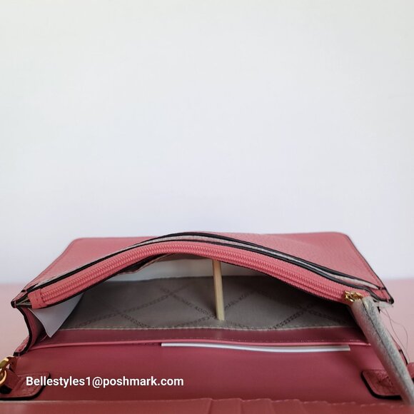 MICHAEL KORS Jet Set Charm Small Phone Pebbled Leather Crossbody- Tea Rose⭐ - Picture 14 of 16